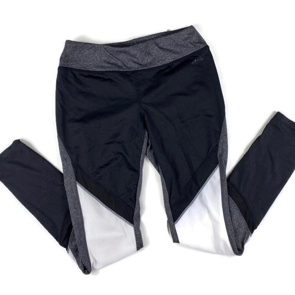 Avia Colorblock Mesh Leggings Active Full Length Black White Grey sz Small